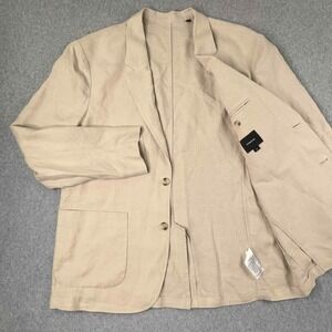 Vince Relaxed Hemp Blazer Sport Coat Jacket Khaki Sand Men's Size Large Academia